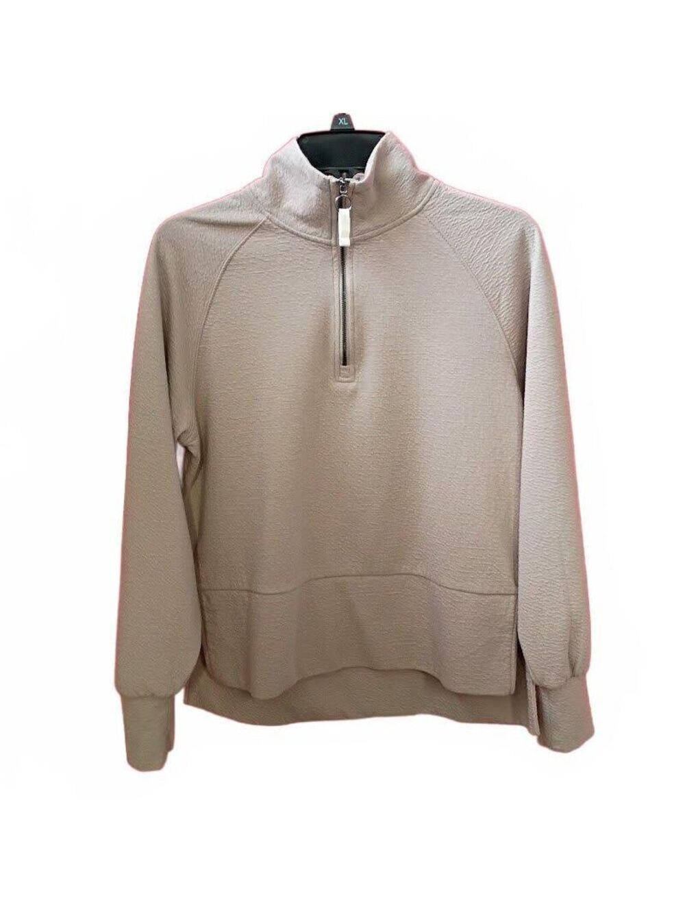 Balance Collection Beige Half-Zip Pullover Sweatshirt, Size S